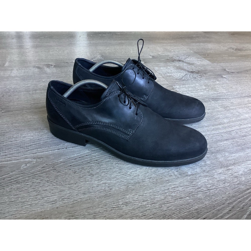 Ecco Men's Size 44 Black Dress Shoes Shock Point Tie Shoes 10 10.5